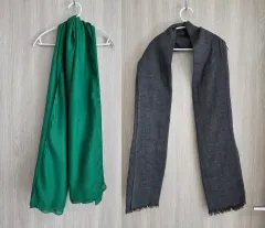 グリーン/グレー 基本 無地 マフラー 2種