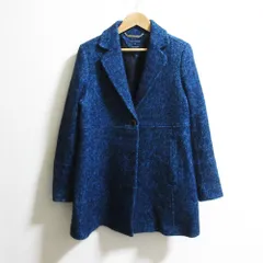 美品 TOMMY HILFIGER トミーフィルフィガー ヘリンボーン チェスターコート サイズS ブルー レディース 古着 中古 USED