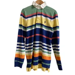 美品 POLO by RALPH LAUREN ポロバイラルフローレン ボーダー柄 長袖 ラガーシャツ ポロシャツ サイズXS 165/88A マルチカラー メンズ 古着 中古 USED