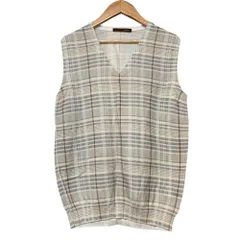 美品 BALLY バリー チェック柄 ニットベスト I46サイズ アイボリー メンズ 古着 中古 USED