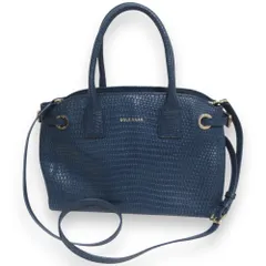 美品 COLE HAAN コールハーン 型押し レザー 2WAY ハンドバッグ ショルダーバッグ ブルー×ゴールド金具 レディース 古着 中古 USED