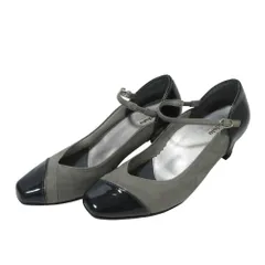 良品 PEDALA by ASICS ペダラ バイアシックス スウェード メリージェーン パンプス 24cm EE ネイビー グレー レディース 古着 中古 USED