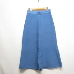 ジーユー GU フレア ミディ ニット スカート L ブルー