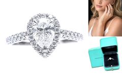 美品 TIFFANY ティファニー ソレスト ペアシェイプ エンゲージメント 