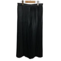 美品 MICHEL KLEIN ミッシェルクラン ヴィンテージサテンプリーツスカート サイズ40 ブラック レディース 古着 中古 USED
