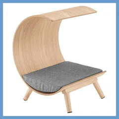 天然木のペットベッド（三日月型フォルム）「W41×D40×H53.5cm」（カバーリング式マットレス）No.124／ナチュラル