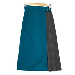 美品 GREEN LABEL RELAXING グリーンレーベルリラクシング ユナイテッドアローズ ブロッキングプリーツスカート サイズ36 グリーン レディース 古着 中古 USED