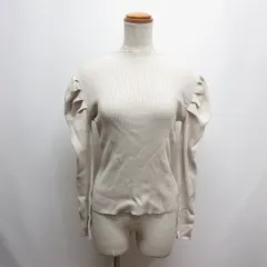 グレイル GRL パワショル ハイネック リブ ニット トップス M ベージュ rut377 長袖 カットソー