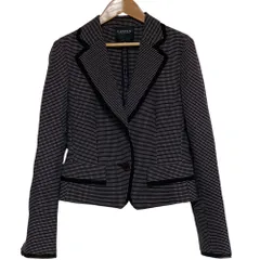 美品 LANVIN COLLECTION  ランバンコレクション シングルジャケット レース サイズ38 ネイビー ブラック レディース 古着 中古 USED