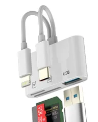 タイプcライトニング変換USB3.0 TFカードSDカードリーダー（3in1）対応iPhone iPad macbook lightning対応Samsung USB C OTG メモリーカードアダプター 対応Apple MFI認証データ保存スマホか ...