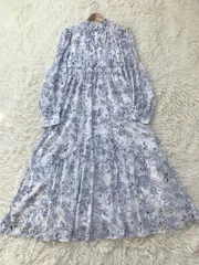 【新品タグ付き】LILIAN CARAT  花柄シアーロングワンピース／ブルー・パープル系