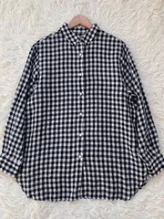 SLOBE IENA  リネン100％ ギンガムチェック 長袖シャツ