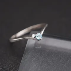 M681 ブルートパーズ ダイヤモンド風 リング デザイン シルバー 指輪 11月誕生石 7号