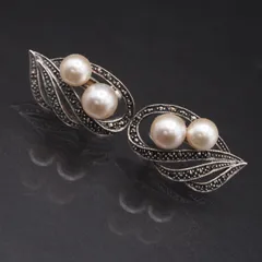 M658 フェイクパール マーカサイト マルカジット SILVER925刻印 イヤリング デザイン シルバー ヴィンテージ