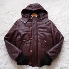 美品　ぺぺ　pepe　中綿　レザージャケット　フライトジャケット　ボンバージャケット　羊革　ラムレザー　フード　取り外し可能　革ジャン　本革ジャケット　ブルゾン　ジャンパー　アウター 　ジャケット　ブラウン　茶色　M　イタリア製