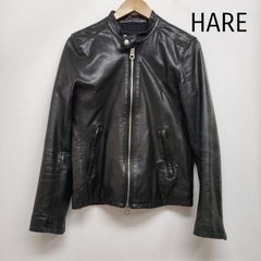 ☆ハレ HARE ラムレザー 羊革 立襟シングルライダースジャケット(L 