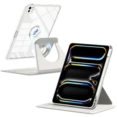 ShinKin 保護ケース iPad Pro 11 インチ (M5) 2025 / iPad Pro 11 インチ (M4) 2024 対応 360度回転 分離型 取り外し可能な マグネットカバー TPU素材 +PC透明 ケース 磁石吸着 ペン収納  ...