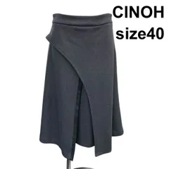 ◆ チノ CINOH フレアスカート 台形 Aライン 変形 異素材 グレー ウール 40 L 11号 レディース Z6B730