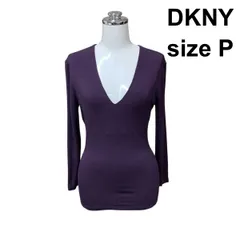 ◇ ダナキャランニューヨーク DKNY ニットトップス Vネック 長袖 カットソー パープル P S 7号 レディース Z6B044のサムネイル