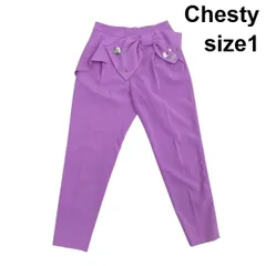 ◇ チェスティ Chesty ビジューリボンパンツ テーパードパンツ クロップド 装飾 ピンクパープル系 1 S 7号 レディース S6B165のサムネイル