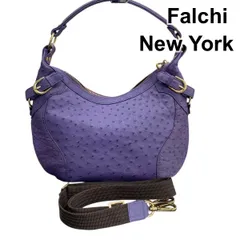 ファルチニューヨーク Falchi New York ショルダーバッグ オーストリッチ 2way 肩掛け パープル オーストリッチ Z6B023