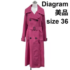 ◇ 美品 ダイアグラム Diagram ライトトレンチコート ダブルブレスト 長袖 軽量 菱襟 ピンク リネン 36 S～M ７号-9号 レディース S6B153のサムネイル