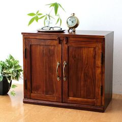 唐木家具 レトロ サイドボード キャビネット 飾り棚 螺鈿細工 幅70