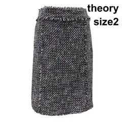 ◆ セオリー theory スカート 台形 ひざ丈 マルチカラー ポリエステル 2 M 9号 レディース K6B727