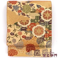 未使用】正絹 袋帯 豪華金糸 吉祥文様 鶴 松 菊 六通柄 未仕立て400cm