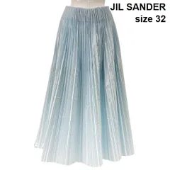 ◇ ジルサンダー JIL SANDER プリーツロングスカート  ランダムプリーツ ウエストゴム ギャザー 水色 32 XS 5-7号 レディース S6B110のサムネイル