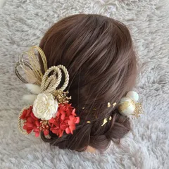 髪飾り＊成人式 卒業式 結婚式 ウェディング 振袖 袴 和装 前撮り~ソラローズ ロープ 和玉 アップヘア~レッド 赤 15本