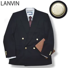 【人気】 ランバン LANVIN 紺ブレ ダブル 4B テーラードジャケット ブレザー R44-43 ネイビー 秋 冬 定番 トラッド ビジカジ カジュアル メンズ 男性用