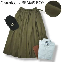 グラミチ Gramicci ビームス ボーイ BEAMS BOY 別注 天竺 ギャザー スカート ロング丈 F オリーブ アウトドア カジュアル タウンユース シティールック レディース ♪