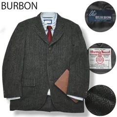 日本製 バーボン BURBON テイジン メンズショップ TEIJIN MENS SHOP ハリスツイード HARRIS TWEED ウール テーラード ジャケット 94A6 ヘリンボーン 灰 メンズ