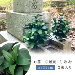 造花 お墓 仏壇用 しきみ 2束入り セット 仏花 お仏壇 お供え花 花束 墓花 盆花 枯れない 長持ち お墓参り 供養 お悔やみ 法事 しきび シキビ 樒 シキミ 宅急便
