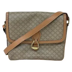 CELINE(セリーヌ) ショルダーバッグ マカダム柄 アイボリー×ライトブラウン 斜めがけ/ミニバッグ レザー