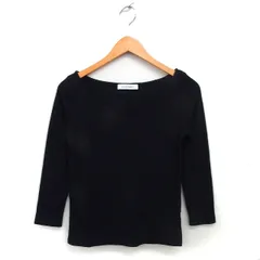 アズールバイマウジー AZUL by moussy ハートシェイプドネック リブ カットソー コットン混 無地 長袖 S 黒 ブラック /NT35