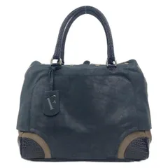 FURLA(フルラ) ハンドバッグ - ネイビー×ブラウン レザー