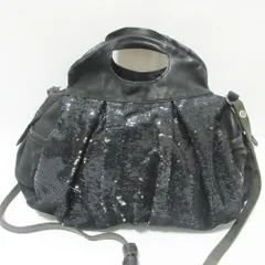 良品 delle cose デレコーゼ レザー スパンコール 2WAY ハンドバッグ ショルダーバッグ ブラック レディース 古着 中古 USED