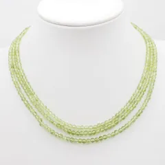 Q445 ペリドット SILVER刻印 ネックレス 3連 デザイン シルバー 8月誕生石