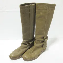 良品 Fabio Rusconi ファビオルスコーニ レザー ロングブーツ 38 約24cm グレージュ レディース 古着 中古 USED