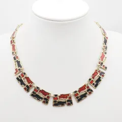 Q586 イギリス ヴィンテージ MIRACLE ミラクル ネックレス カラーストーン風 ゴールド デザイン 英国 アンティーク