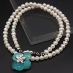 Q475 ダイヤモンド風 ブルーストーン ペンダント ネックレス 淡水真珠 パール デザイン シルバー 6月誕生石