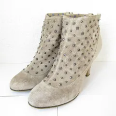 良品 DIESEL ディーゼル スタッズ スエード バックジップ ショートブーティ ブーツ 37 23.5cm相当 グレージュ レディース 古着 中古 USED