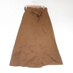 美品 Spick & Span スピックアンドスパン ベルト付き フレア ツイル ロングスカート 40 ブラウン レディース 古着 中古 USED