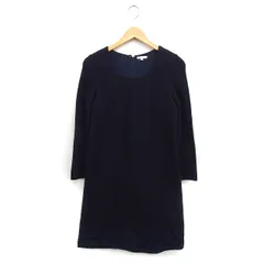 トゥービーシック TO BE CHIC 袖切替 ワンピース 長袖 ひざ丈 裾レース 無地 起毛 ウール 40 ネイビー 紺 /FT13 