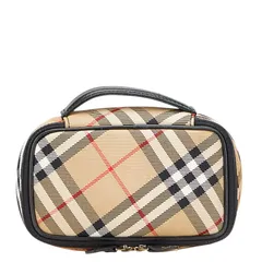 バーバリー ノバチェック ベージュ ブラック レッド キャンバス レザー レディース BURBERRY【1-0212344】