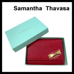 M【Samantha Thavasa】三つ折り財布 レッド/赤 リボン コンパクトウォレット マンサタバサ (64764OY4)