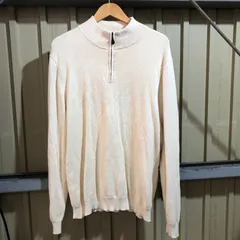 1778 Brooks Brothers 346 ハーフジップセーター アイボリー L ブルックブラザーズ ニット コットン 無地 古着卸 アメリカ仕入