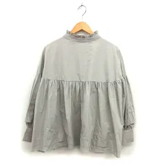 エムズエキサイト EMSEXCITE ブラウス ラグランスリーブ レース ギャザー リボン フリルネック 長袖 グレー /NT16